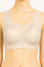 Scoop-Neck Stretchable Seamless Padded Bra | Peach | Removable Pads | full coverage