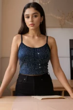 Rhinestone Cami Top for women in Black