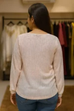 Golden Striped Sequin Party Top - Image 3
