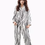 Zebra Print Co Ord Set - white - black - asymmetrical