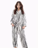 Zebra Print Co Ord Set - white - black - asymmetrical
