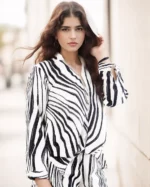 Zebra Print Co Ord Set - white - black - asymmetrical - Image 3