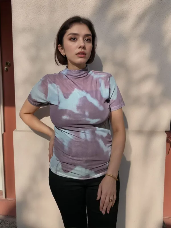 Home - Ladies Own 19 High Neck Tie Dye Slim Fit Top For Women