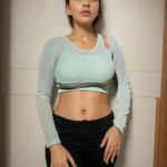 Mint Green Padded Crop Top for Girls