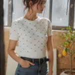 Studded white top for girls