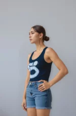 Black Sleeveless Crop Top for women - Image 2