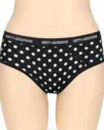 Black Polka Dot Mid Rise Panty for Women with Waistband