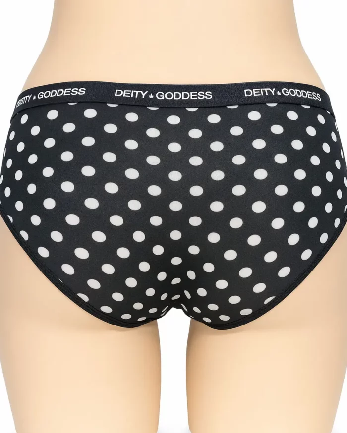 Black Polka Dot Mid Rise Panty For Women With Waistband - Image 2