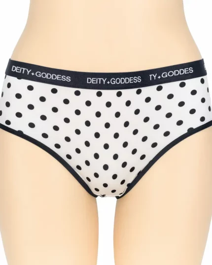 White Polka Dot MidRise Panty with Branded Waistband