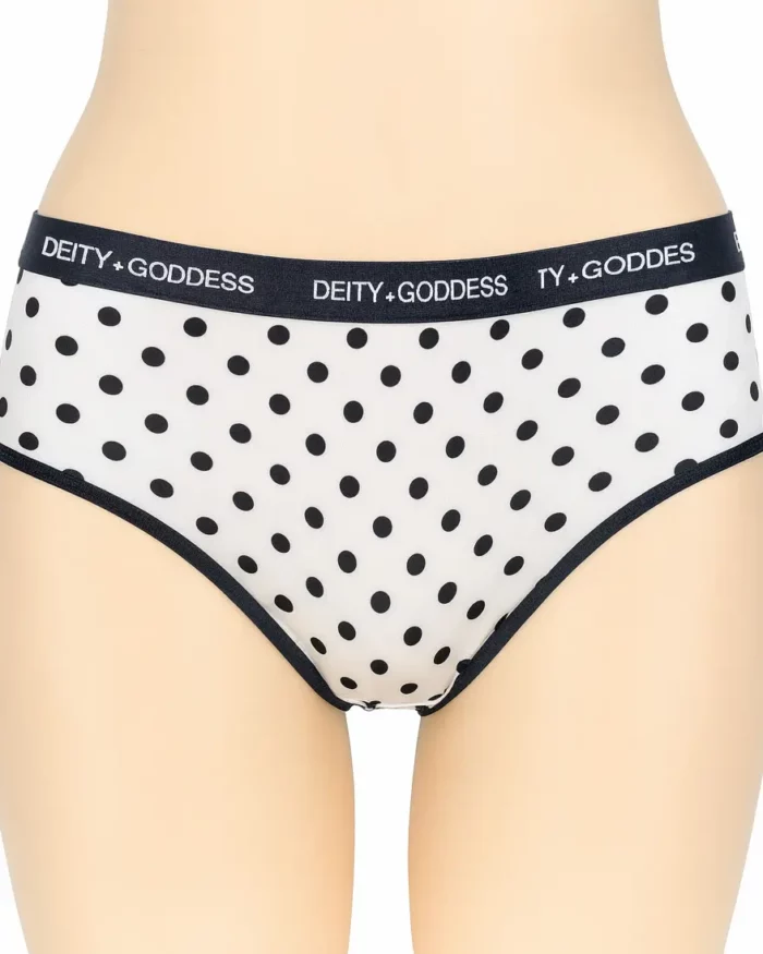 White Polka Dot Midrise Panty With Branded Waistband